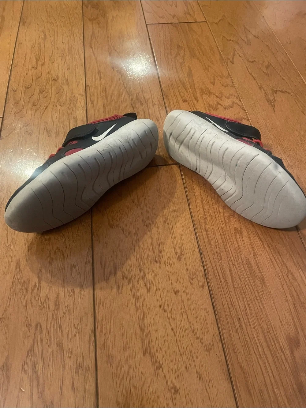Nike Kids Red and Black Velcro Athletic Sneakers